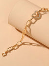 AU Local Rhinestone Love Heart Charm Chunky Gold Chain Bracelet Girl Accessories