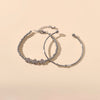 2 pcs Silver Heart Chain Bracelet Open Cuff Bangle Ladies Jewellery Accessories