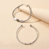 2 pcs Silver Heart Chain Bracelet Open Cuff Bangle Ladies Jewellery Accessories