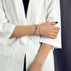 2 pcs Silver Heart Chain Bracelet Open Cuff Bangle Ladies Jewellery Accessories