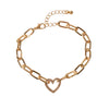 AU Local Rhinestone Love Heart Charm Chunky Gold Chain Bracelet Girl Accessories