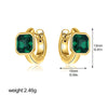 Exquisite Luxury Green Square Zircon Stainless Steel Hoop Earrings for Women 18K Gold Color Huggie Earring Wedding Jewelry Gifts