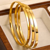 3pcs/set 316L Stainless Steel Round Smooth Bracelets Bangles for Women 18K Gold Plated Metal Waterproof Jewelry