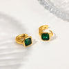 Exquisite Luxury Green Square Zircon Stainless Steel Hoop Earrings for Women 18K Gold Color Huggie Earring Wedding Jewelry Gifts