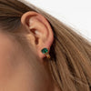 Exquisite Luxury Green Square Zircon Stainless Steel Hoop Earrings for Women 18K Gold Color Huggie Earring Wedding Jewelry Gifts