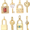 Cute Heart Key Lock Charms for Jewelry Making Supplies Accessories Diy Necklace Bracelet Jewelry Charm Copper CZ Zircon Pendant
