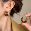 Vintage Geometric Circle Hoop Earrings For Women Fashion Simple Coffee U-shaped Round Earrings Personality Jewelry Party Gifts
