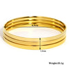 3pcs/set 316L Stainless Steel Round Smooth Bracelets Bangles for Women 18K Gold Plated Metal Waterproof Jewelry