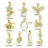 2pcs Micro Pave Blue Cubic Zirconia Pendants Starfish Luck Horseshoe Marine Fish Brass Charms For DIY Necklace Jewelry Making