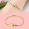 Golden Shining Heart Snake Chain Charming Bracelet