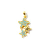 2pcs Micro Pave Blue Cubic Zirconia Pendants Starfish Luck Horseshoe Marine Fish Brass Charms For DIY Necklace Jewelry Making