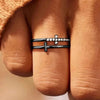 Huitan Gorgeous Rings for Women Unique Double Layer Cross Design Finger Accessories Shiny Daily Low-key Exquisite Office Jewelry