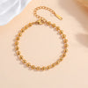 18K Gold-Plated Stainless Steel Beaded Chain Bracelet, Waterproof, Stackable, Everyday Jewelry for Men and Women
