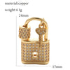 Cute Heart Key Lock Charms for Jewelry Making Supplies Accessories Diy Necklace Bracelet Jewelry Charm Copper CZ Zircon Pendant
