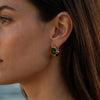Exquisite Luxury Green Square Zircon Stainless Steel Hoop Earrings for Women 18K Gold Color Huggie Earring Wedding Jewelry Gifts