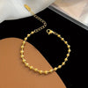 18K Gold-Plated Stainless Steel Beaded Chain Bracelet, Waterproof, Stackable, Everyday Jewelry for Men and Women