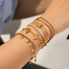 Fashion Gold Stackable Bracelet Set Women 6Pcs Adjustable Butterfly Pearl Bracelets Waterproof Daily Party Wear Jewelry