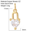 Cute Heart Key Lock Charms for Jewelry Making Supplies Accessories Diy Necklace Bracelet Jewelry Charm Copper CZ Zircon Pendant