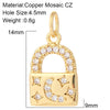 Cute Heart Key Lock Charms for Jewelry Making Supplies Accessories Diy Necklace Bracelet Jewelry Charm Copper CZ Zircon Pendant