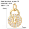 Cute Heart Key Lock Charms for Jewelry Making Supplies Accessories Diy Necklace Bracelet Jewelry Charm Copper CZ Zircon Pendant