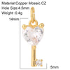 Cute Heart Key Lock Charms for Jewelry Making Supplies Accessories Diy Necklace Bracelet Jewelry Charm Copper CZ Zircon Pendant