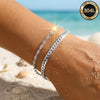 2-Piece Set of 304L Stainless Steel 18K silver-Plated Women's Waterproof Non-Fading Bracelets