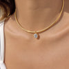 Youthway Geometric Zircon Pendant Torques Necklace For Women 18K Gold PVD Plated Stainless Steel Necklace Fashion Jewelry Gift