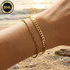 2-Piece Set of 304L Stainless Steel 18K Gold-Plated Women's Waterproof Non-Fading Bracelets