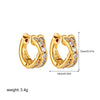 Fashion CZ Zircon Round Huggie Hoop Earrings for Women Geometric U Shape Ear Buckle Hoops Gold Plated Stainless Steel Jewelry