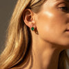Exquisite Luxury Green Square Zircon Stainless Steel Hoop Earrings for Women 18K Gold Color Huggie Earring Wedding Jewelry Gifts