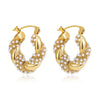 Fashion CZ Zircon Round Huggie Hoop Earrings for Women Geometric U Shape Ear Buckle Hoops Gold Plated Stainless Steel Jewelry