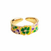 Green flower print Ring