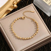 18K Gold-Plated Stainless Steel Beaded Chain Bracelet, Waterproof, Stackable, Everyday Jewelry for Men and Women