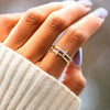 Huitan Gorgeous Rings for Women Unique Double Layer Cross Design Finger Accessories Shiny Daily Low-key Exquisite Office Jewelry