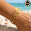 2-Piece Set of 304L Stainless Steel 18K Gold-Plated Women's Waterproof Non-Fading Bracelets