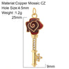 Cute Heart Key Lock Charms for Jewelry Making Supplies Accessories Diy Necklace Bracelet Jewelry Charm Copper CZ Zircon Pendant