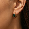 Exquisite Luxury Green Square Zircon Stainless Steel Hoop Earrings for Women 18K Gold Color Huggie Earring Wedding Jewelry Gifts