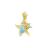 2pcs Micro Pave Blue Cubic Zirconia Pendants Starfish Luck Horseshoe Marine Fish Brass Charms For DIY Necklace Jewelry Making