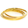 3pcs/set 316L Stainless Steel Round Smooth Bracelets Bangles for Women 18K Gold Plated Metal Waterproof Jewelry