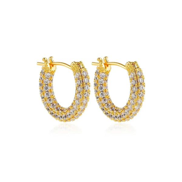 Fashion CZ Zircon Round Huggie Hoop Earrings for Women Geometric U Shape Ear Buckle Hoops Gold Plated Stainless Steel Jewelry