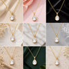 Gold-Tone Teardrop Gemstone Necklace