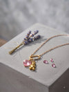 Teddy Bear Pink Heart Pendant Necklace – Gold Tone