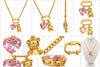 Teddy Bear Pink Heart Pendant Necklace – Gold Tone
